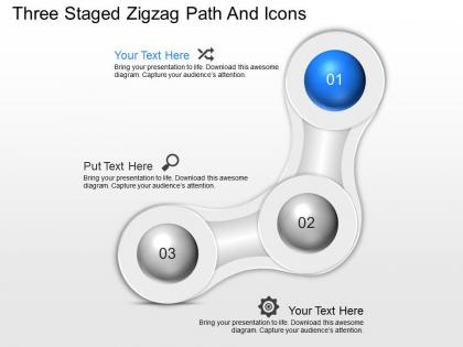 Bc three staged zigzag path and icons powerpoint template slide