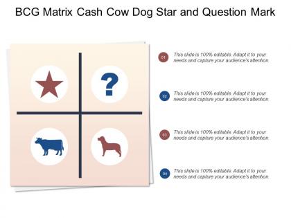 Bcg matrix displaying cash cow dog star and question mark