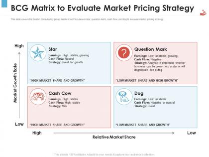 Bcg matrix to evaluate market pricing strategy revenue management tool