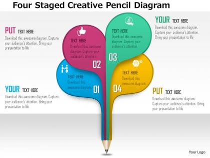 Bd four staged creative pencil diagram powerpoint templets