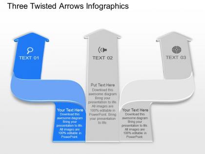 Bd three twisted arrows infographics powerpoint template slide