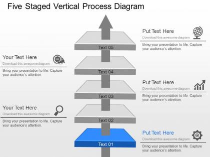 Be five staged vertical process diagram powerpoint template slide