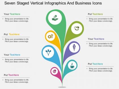 Be seven staged vertical infographics and business icons flat powerpoint design