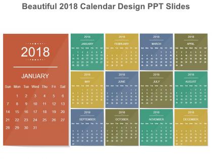 Beautiful 2018 calendar design ppt slides