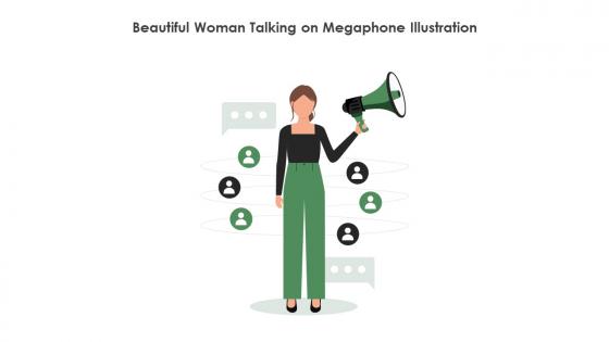 Beautiful Woman Talking On Megaphone Illustration