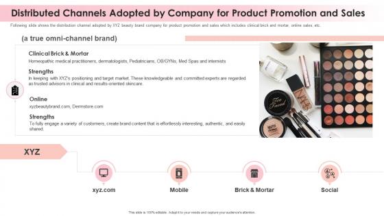 Beauty brand distributed channels adopted by company for product promotion and sales
