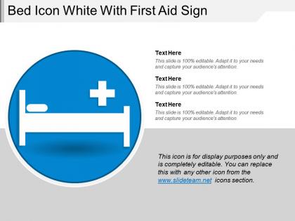Bed icon white with first aid sign