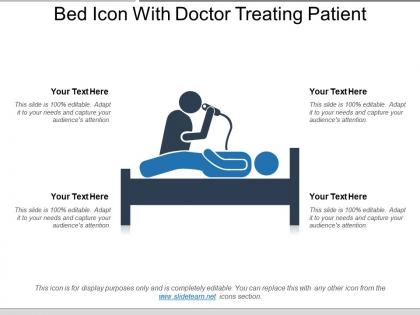 Bed icon with doctor treating patient