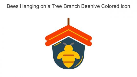 Bees Hanging On A Tree Branch Beehive Colored Icon In Powerpoint Pptx Png And Editable Eps Format