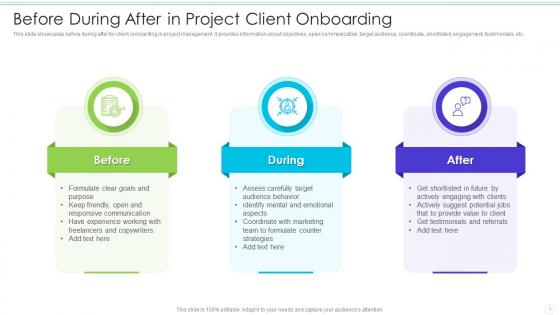 Before During After In Project Client Onboarding