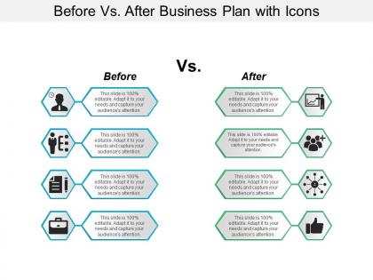 Before vs after business plan with icons