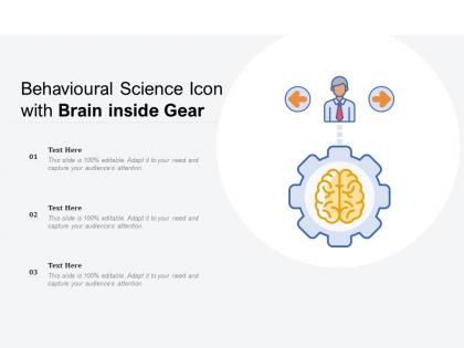 Behavioural science icon with brain inside gear