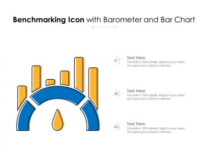 Benchmarking icon with barometer and bar chart