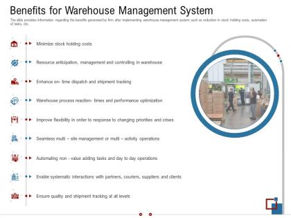 Benefits for warehouse management system warehousing logistics ppt guidelines