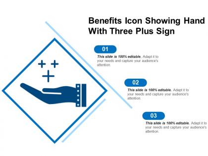 Benefits icon showing hand with three plus sign