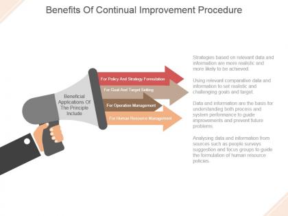 Benefits of continual improvement procedure powerpoint templates