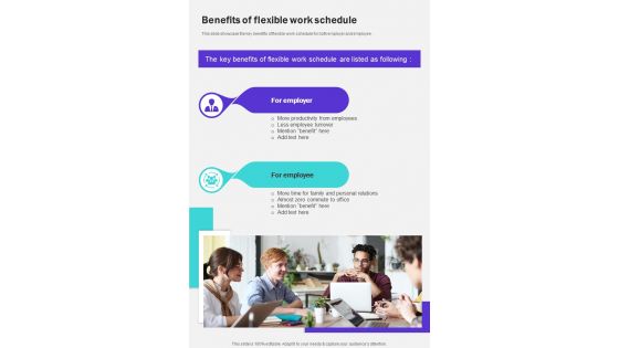Benefits Of Flexible Work Schedule One Pager Sample Example Document