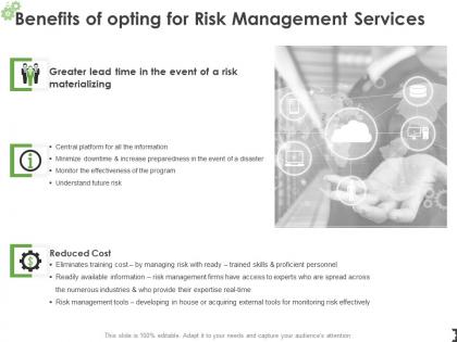 Benefits of opting for risk management services ppt slides portfolio