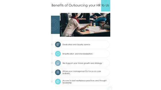 Benefits Of Outsourcing Your Hr To Us For Human Resource Outsourcing One Pager Sample Example Document