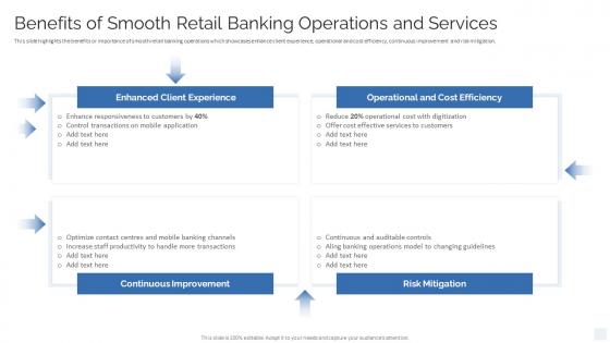 Benefits Of Smooth Retail Banking Operations And Services Strategy To Transform Banking Operations Model