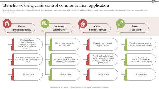 Benefits Of Using Crisis Control Crisis Communication Stages For Delivering