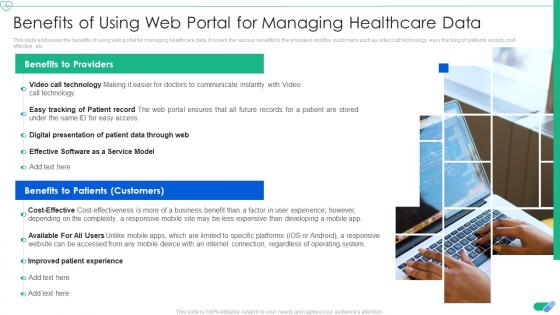 Benefits Of Using Web Portal For Managing Healthcare Data Medical App Pitch Deck