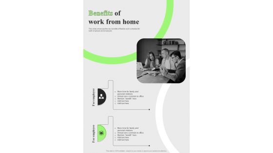 Benefits Of Work From Home Implementation One Pager Sample Example Document