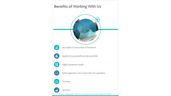 Benefits Of Working With Us Partnership Proposal One Pager Sample Example Document