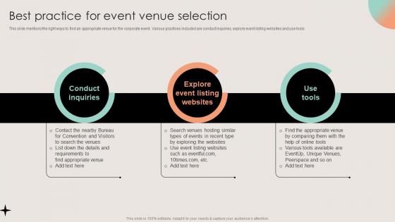 Best Practice For Event Venue Selection Business Event Planning And Management
