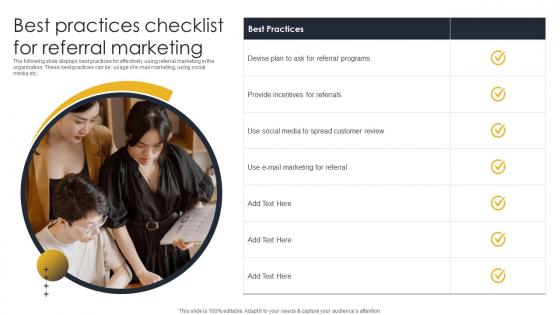 Best Practices Checklist For Referral Go To Market Strategy For B2c And B2c Business And Startups