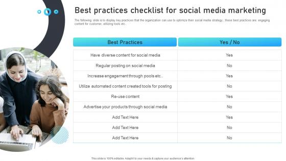 Best Practices Checklist For Social Media Marketing Marketing Mix Strategies For B2B
