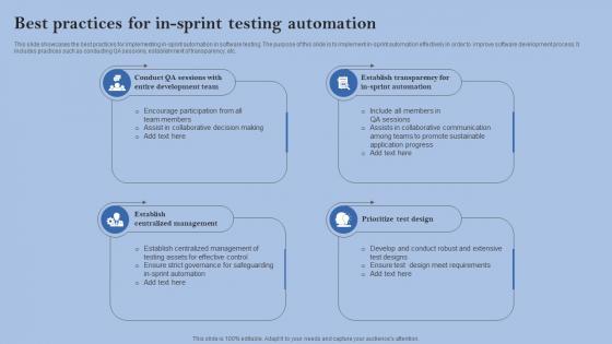 Best Practices For In Sprint Testing Automation