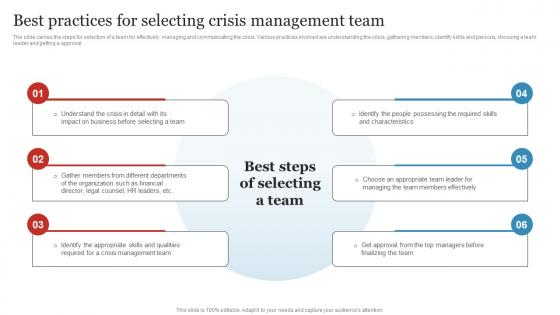 Best Practices For Selecting Crisis Business Crisis And Disaster Management