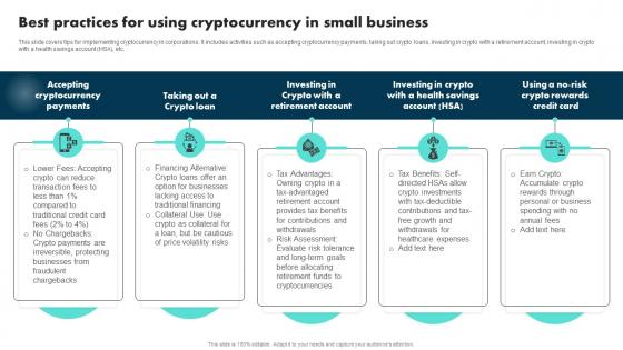 Best Practices For Using Cryptocurrency In Small Business Exploring The Role BCT SS
