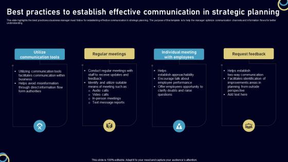 Best Practices To Establish Effective Communication In Strategic Planning