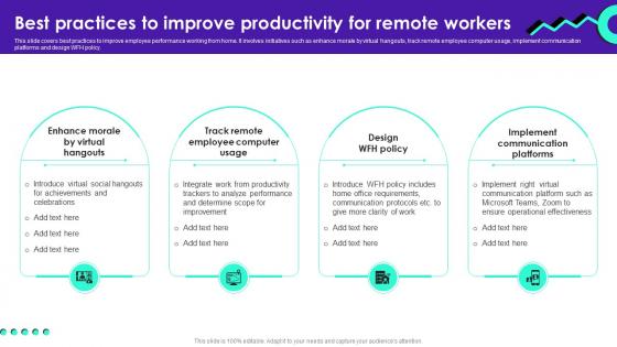 Best Practices To Improve Productivity For Remote Staff Productivity Enhancement Techniques