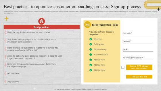 Best Practices To Optimize Customer Onboarding Process Sign Up Churn Management Techniques