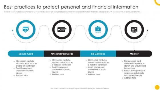 Best Practices To Protect Personal Guide To Use And Manage Credit Cards Effectively Fin SS