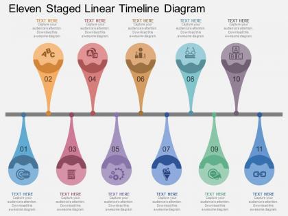 Bf eleven staged linear timeline diagram flat powerpoint design