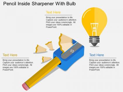 Bf pencil inside sharpener with bulb flat powerpoint design