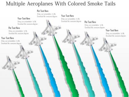 Bg multiple aeroplanes with colored smoke tails powerpoint template