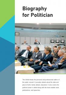 Bi fold biography for politician document report pdf ppt template one pager