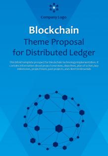 Bi fold blockchain theme proposal for distributed ledger document report pdf ppt template
