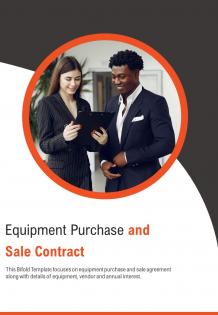 Bi fold equipment purchase and sale contract document report pdf ppt template