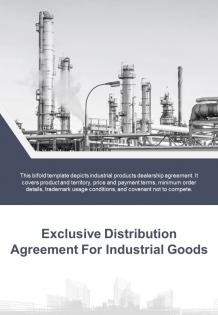 Bi fold exclusive distribution agreement for industrial goods document report pdf ppt template