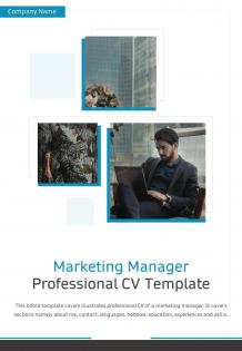Bi fold marketing manager professional cv template document report pdf ppt one pager