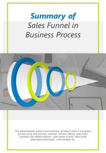 Bi fold summary of sales funnel in business process document report pdf ppt template one pager