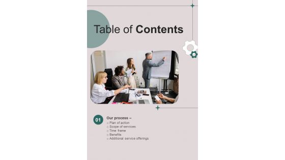 BI Suite Implementation For Table Of Contents One Pager Sample Example Document