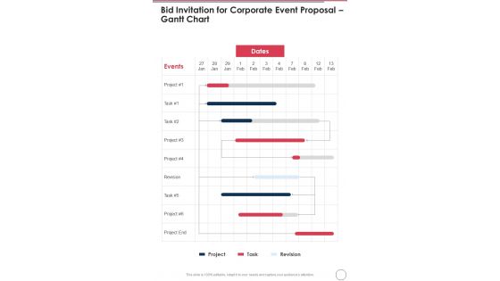 Bid Invitation For Corporate Event Proposal Gantt Chart One Pager Sample Example Document