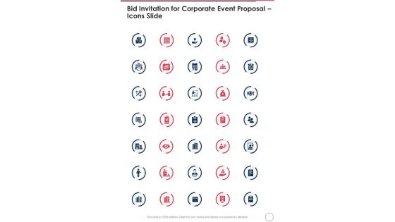 Bid Invitation For Corporate Event Proposal Icons Slide One Pager Sample Example Document